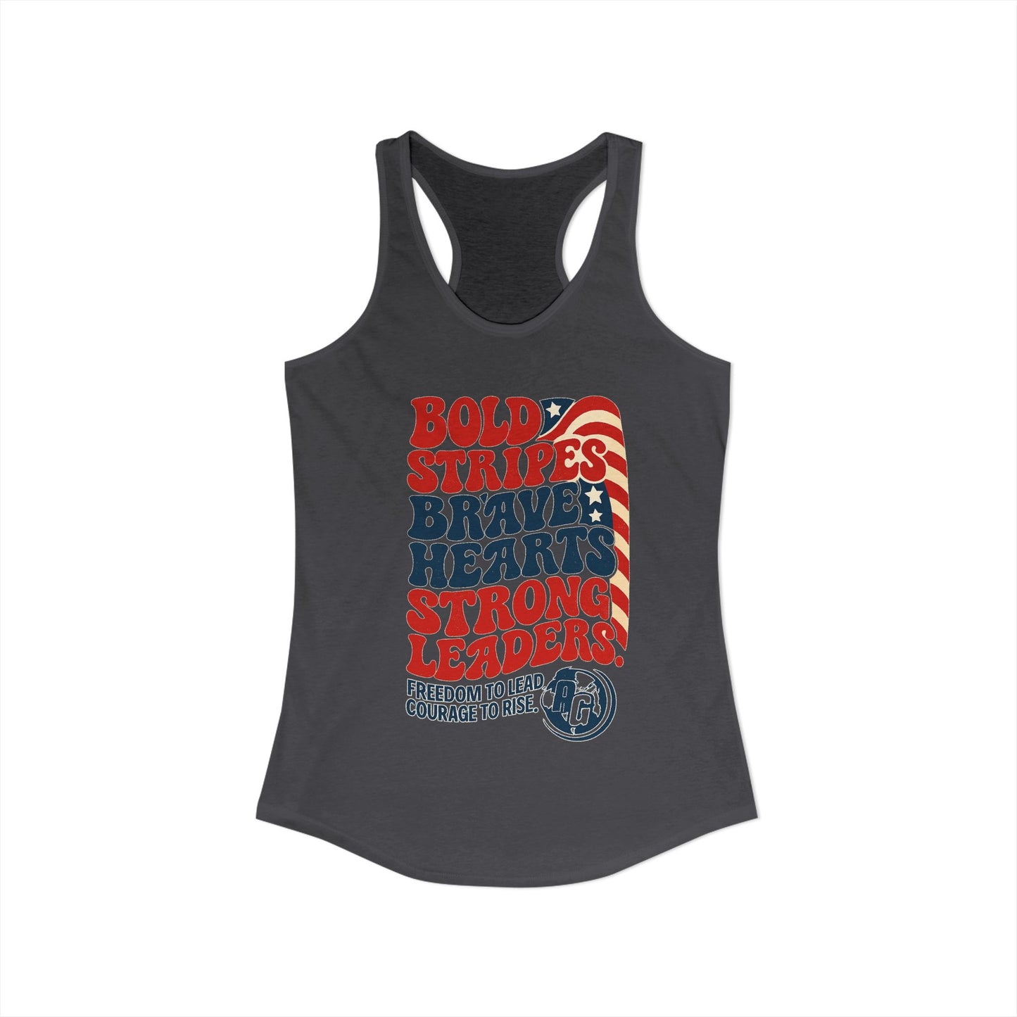 Women Racerback Tank Top - Bold Stripes Brave Hearts