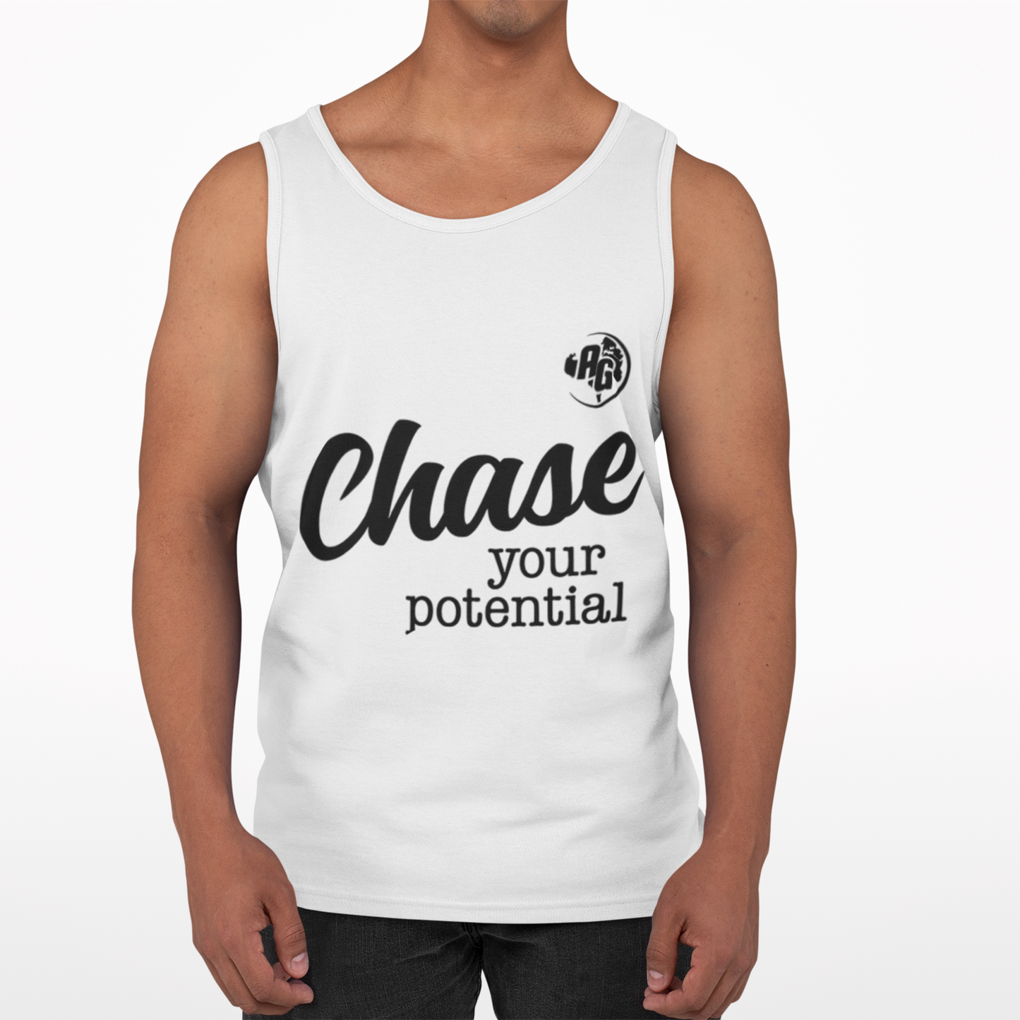 Camiseta sin mangas "Persigue tu potencial" para hombres