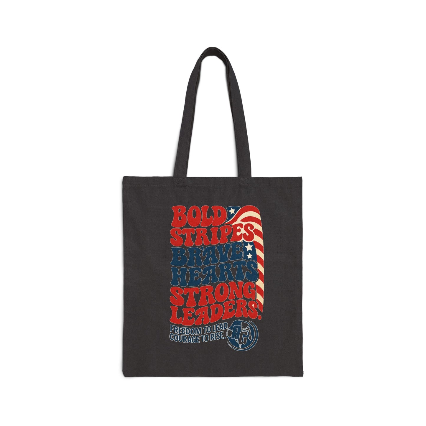 Bold Stripes, Brave Hearts Tote Bag | Eco-Friendly Cotton Canvas Bag