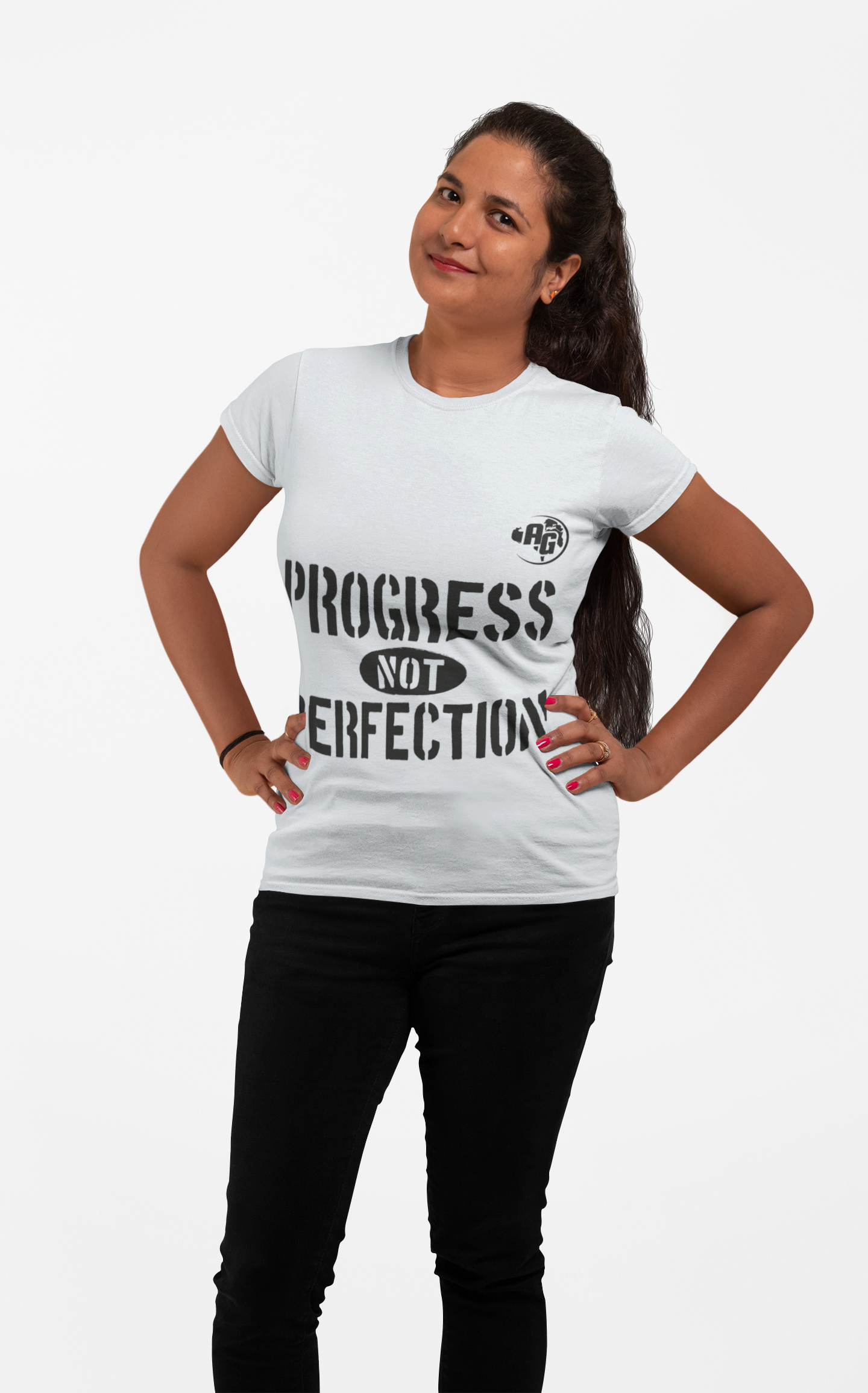 Camiseta para mujer "Progreso, no perfección"