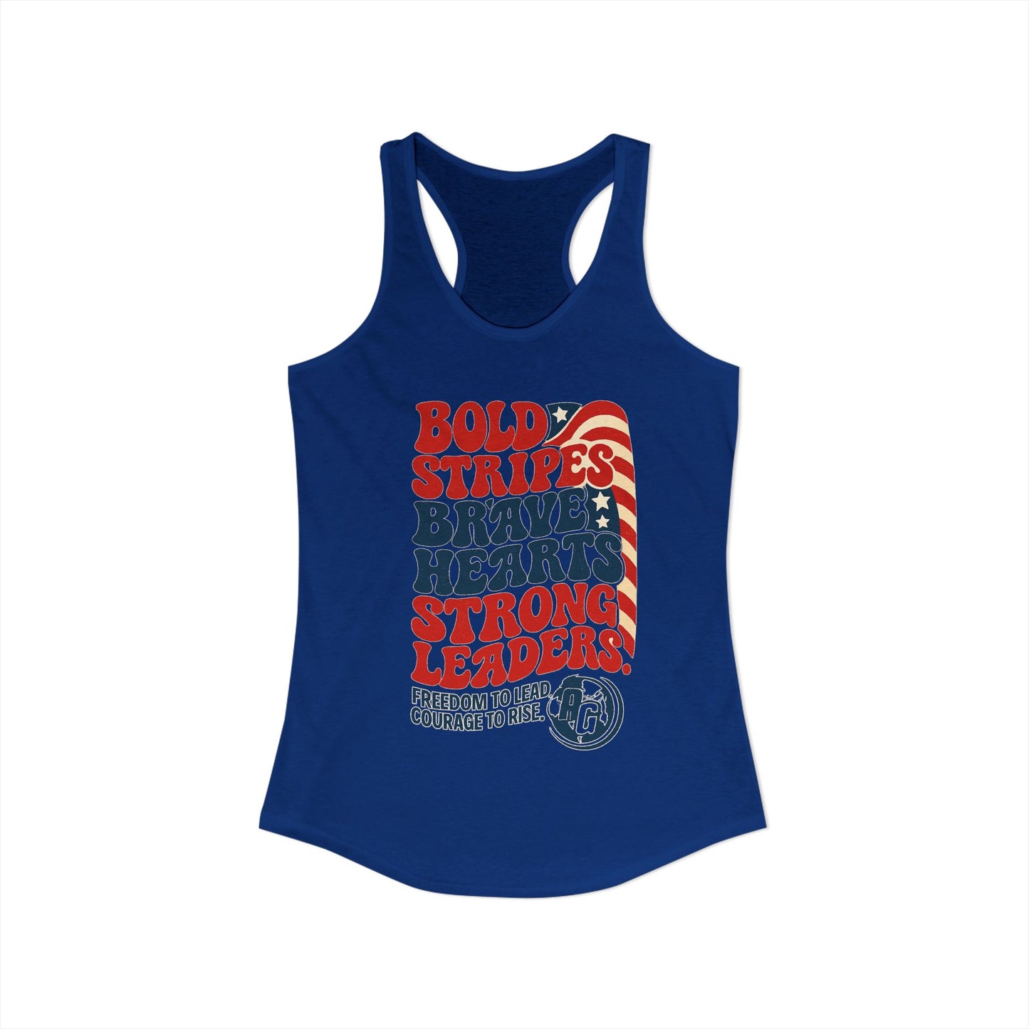 Women Racerback Tank Top - Bold Stripes Brave Hearts