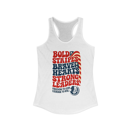 Women Racerback Tank Top - Bold Stripes Brave Hearts