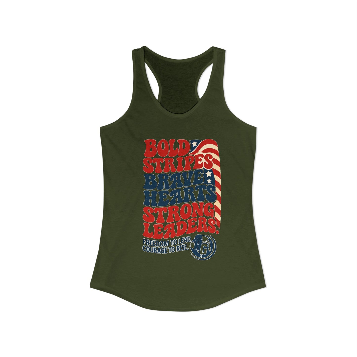 Women Racerback Tank Top - Bold Stripes Brave Hearts