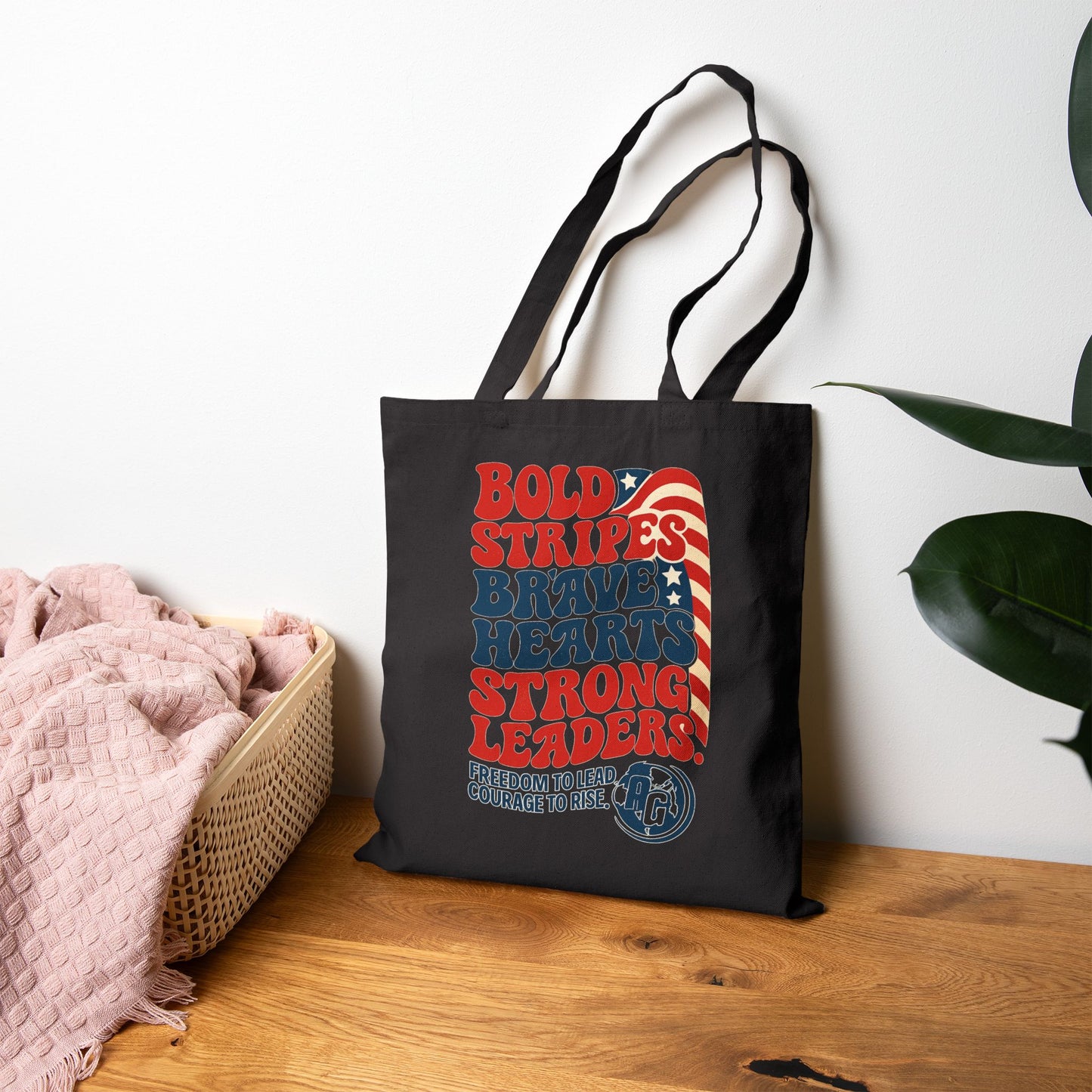 Bold Stripes, Brave Hearts Tote Bag | Eco-Friendly Cotton Canvas Bag
